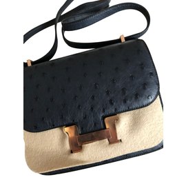 Hermès Constance Mini Pelle di struzzo Blu Indigo