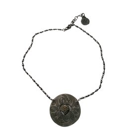 Collana Gas con Medaglione e Cuore in Strass Swarovski Argento