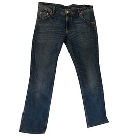 Jeans Rectos Iceberg Azules de Algodón con Strass