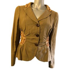 Veste Moschino Cheap And Chic en lin beige