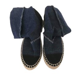 Espadrillas Chanel in denim blu taglia 36