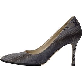 Luciano Padovan Velvet Piton Pumps Blue Leather