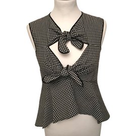 Pinko Gingham Top Black White Cotton