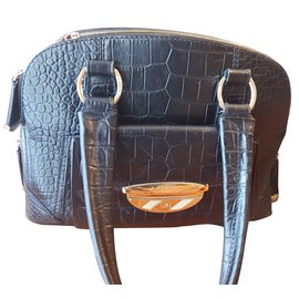 Borsa a mano Lancel Isabelle Adjani in pelle nera ed esotica