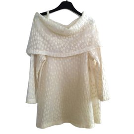 Tehen Mohair Strickpullover Creme - Autre Marque