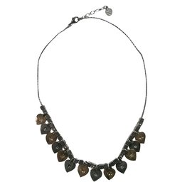 Collana Gas con Cuori Argentati e Dorati Strass Swarovski