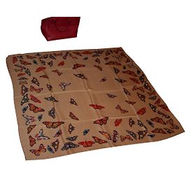 inconnue Sciarpa in seta con farfalle taupe multicolore 120x120 cm