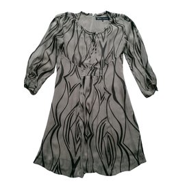 Barbara Bui Bedrucktes Seidenkleid Braun Beige