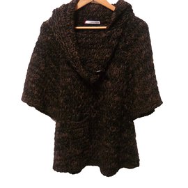 Alpaka Wollpullover schwarz und taupe 3/4 Ärmel - Autre Marque