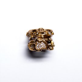 Chanel Ring Zweigmotiv vergoldetes Metall Swarovski