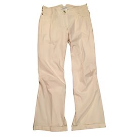 Christian Dior Pantalones Anchos de Viscosa Crema