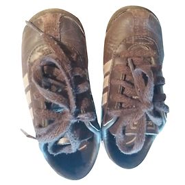 Adidas scarpe da ginnastica in pelle marrone scuro bambini