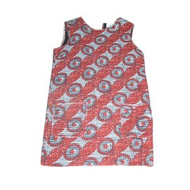 Laurence Dolige Kleid aus roter Baumwolle mit Wax Print Größe M