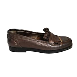 Bailarinas Lanvin de cuero con flecos marrón