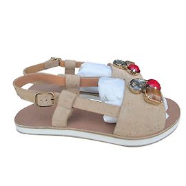 Sandali gioiello Loua Tatoosh beige in pelle