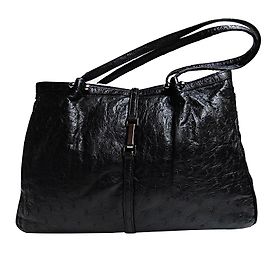 Bolso Renaud Pellegrino de piel de avestruz negro