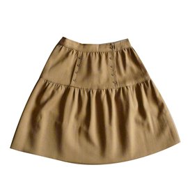 Falda de crepé de lana kaki con puente - Autre Marque