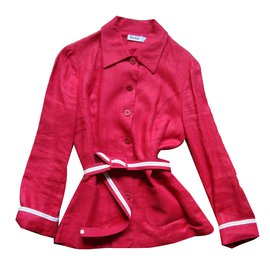 Autre Marque Burton Safari Jacke Rot Leinen Größe 36