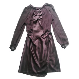 Vestido Gerard Darel de satén de seda y gasa