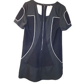 Autre Marque Black Polyester Dress with Tulle Detail