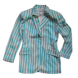 inconnue Casaco Spirit Deauville de lã listrado azul turquesa