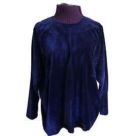 Autre Marque Top de terciopelo azul de manga mariposa