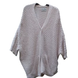 Zara Strickweste beige aus Baumwolle im Cape-Stil