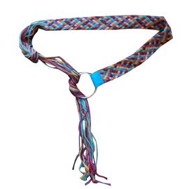 Cinturón de algodón trenzado multicolor inconnue