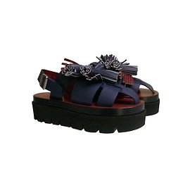 Maison Martin Margiela Mules con zeppa in pelle blu