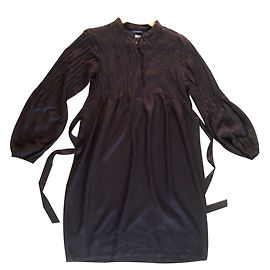 Antik Batik Midikleid aus brauner Viskose