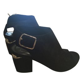 Sandali Alexander Wang in scamosciato nero con tacco 8cm