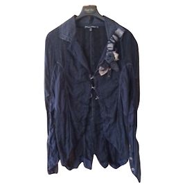 Autre Marque Chaqueta Tricot Chic Azul Marino de Viscosa