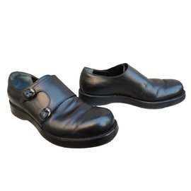 Gucci Double Monk Strap Lederschuhe Schwarz