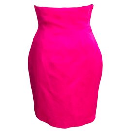 Falda de raso de seda rosa brillante - Autre Marque
