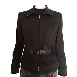 Autre Marque Chaqueta negra de lana I BLUES con cinturón de cuero