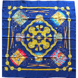 Hermès Seidentuch Blau Gold Navy Blau 90x90