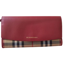 Carteira Burberry de couro vermelho escuro