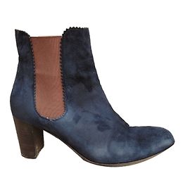 Stivaletti Chelsea in scamosciato blu Inès de la Fressange