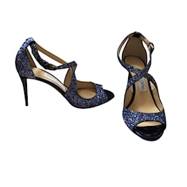 Jimmy Choo High Heels aus Leder marineblau Größe 37