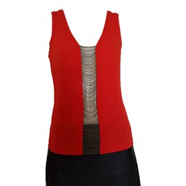 Rotes Plein Sud Top mit Ketten-Details