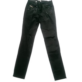 Jeans Diesel Slim Fit Negros con Lentejuelas y Bandas Laterales