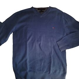 Tommy Hilfiger Pullover Blau aus Baumwolle V Ausschnitt