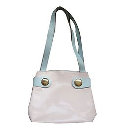 Borsa a fisarmonica in pelle inconnue Rosa e Blu Pastello