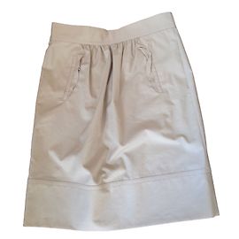 Falda Tara Jarmon beige de algodón con volantes