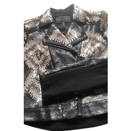 Bcbg Max Azria Perfecto cotton jacket with sequins black silvery beige