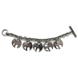 Autre Marque Bracciale AGATHA in metallo argentato rodiato con elefanti