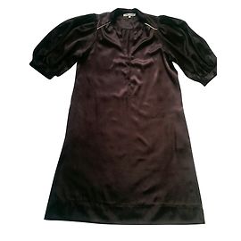 Vestido Maje de seda y algodón marrón
