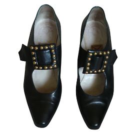 Décolleté Maud Frizon in pelle nera tacco 7 cm
