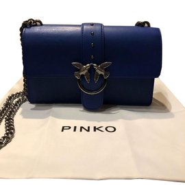 Sac à main Pinko Love bleu en cuir
