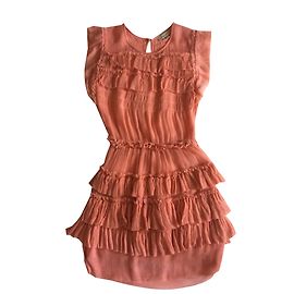 Paul & Joe Sister Kleid aus Korallenfarbenem Krepp mit Rüschen